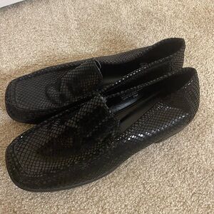 Black Snakeskin Loafers